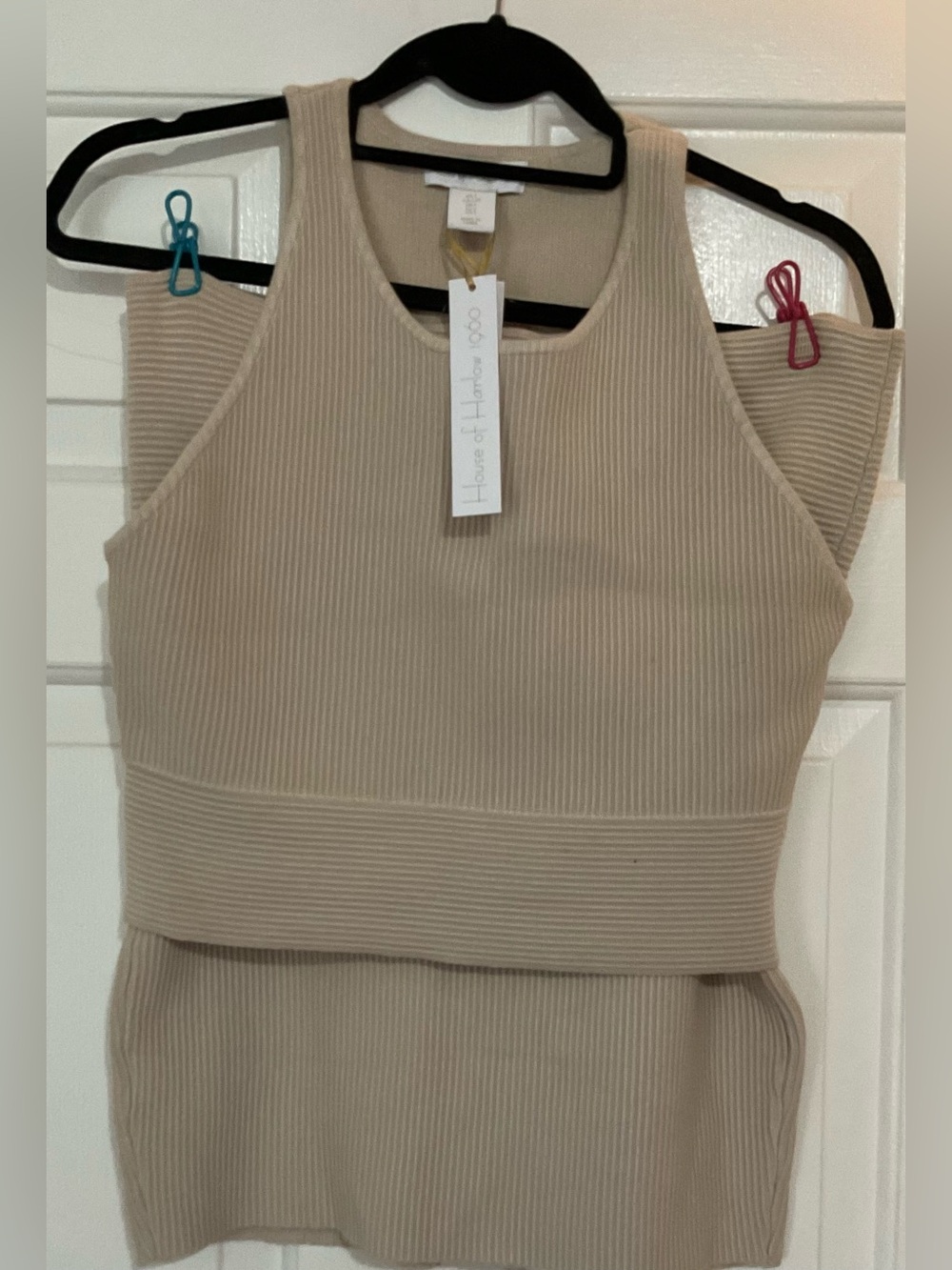 House of Harlow 1960 Beige Ribbed Skirt Set - Picture 1 of 5